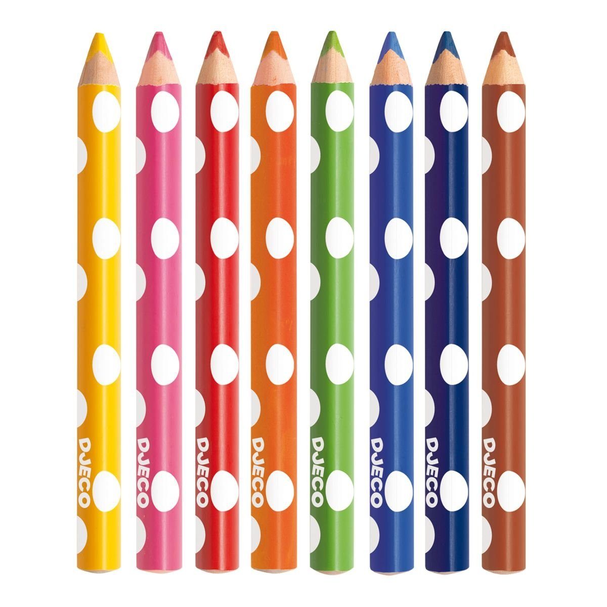 DJECO Buntstift 8 dicke Buntstifte Farbstifte Ergonomische Form deckende Farben