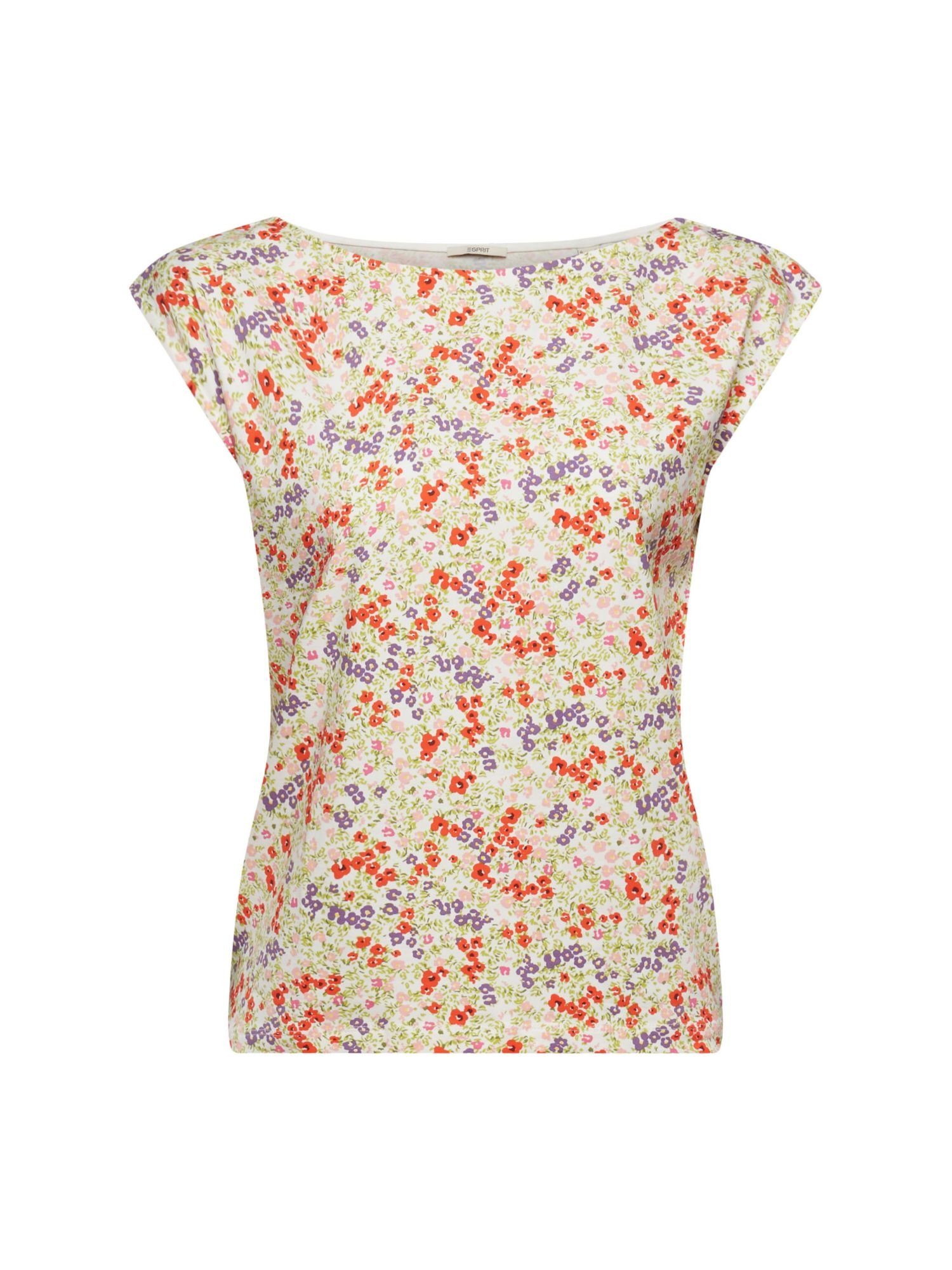 Esprit T-Shirt T-Shirt mit Blumenprint (1-tlg), Baumwolle mit Stretchanteil