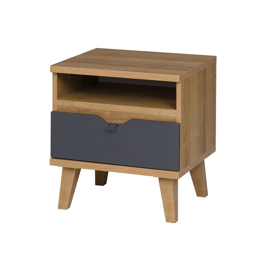Lomadox Nachttisch MARIBOR-132, mit offenem Fach und Schubkasten in Eiche m günstig online kaufen