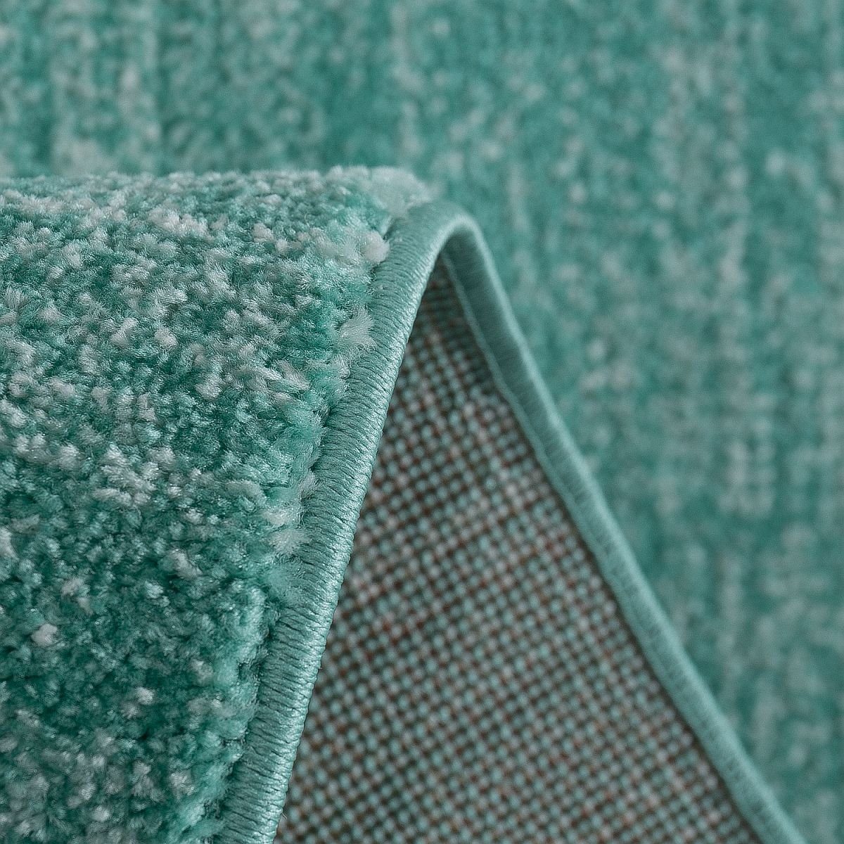 Vimoda Teppich Einfarbig Meliert Grün Kurzflor Farbecht Pflegeleicht, Rechteckig, Höhe: 10 mm, Läufer klassisch, Wohnzimmer, Schlafzimmer & Küche