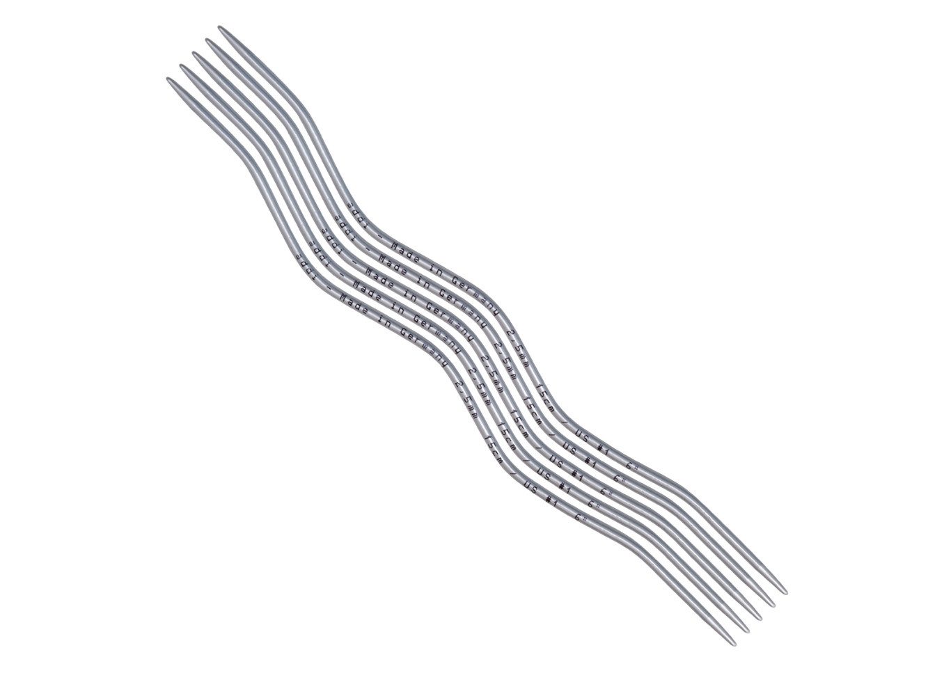 addi Strumpfstricknadeln addi CraSy Snake Lace Nadelspiel Länge 15 cm, 5-teiliges ergonomisches Nadelspiel aus Aluminium