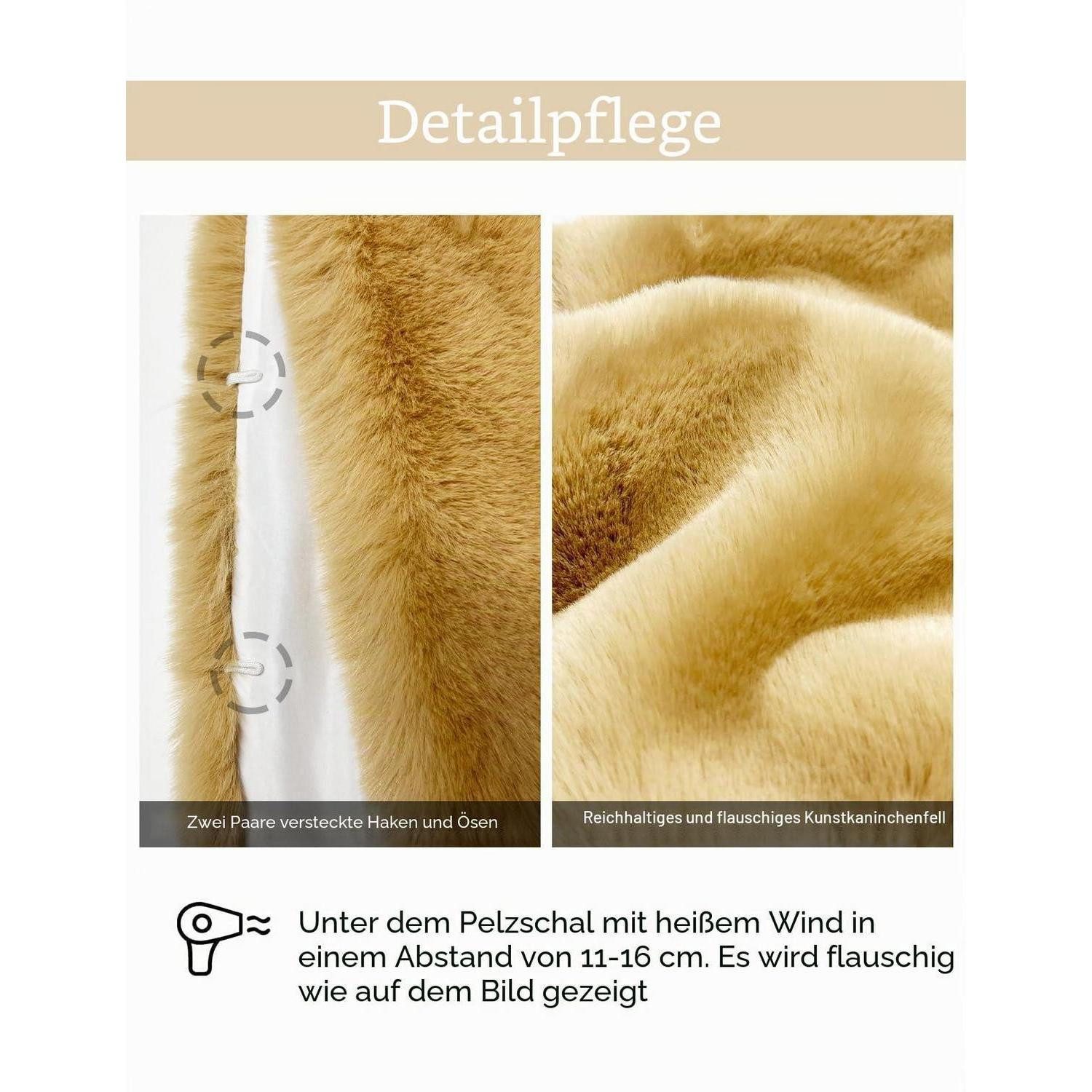 LuxusKollektion Modeschal Kunstfellstola Elfenbein, (1-St) – Bild 5 von 5