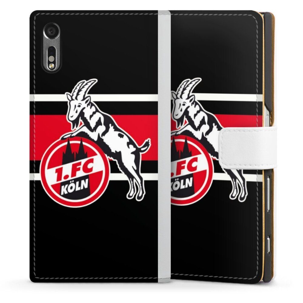 DeinDesign Handyhülle 1. FC Köln Offizielles Lizenzprodukt Logo Colour Stripes 1.FC, Sony Xperia XZ Hülle Handy Flip Case Wallet Cover Handytasche Leder