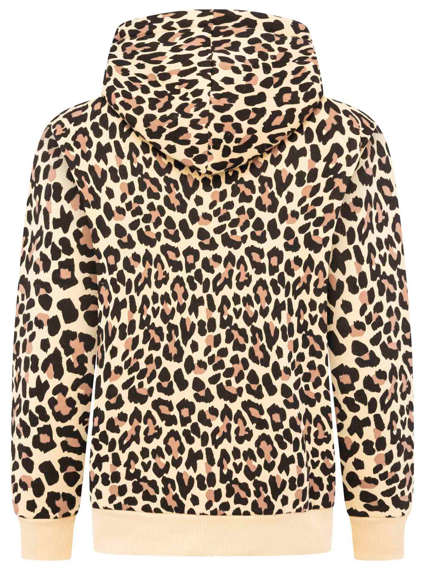 Zwillingsherz Kapuzensweatjacke "Leo AOP" Langarm, Fronttaschen, Reißverschluss, Animal-Muster, modisch – Bild 5 von 5