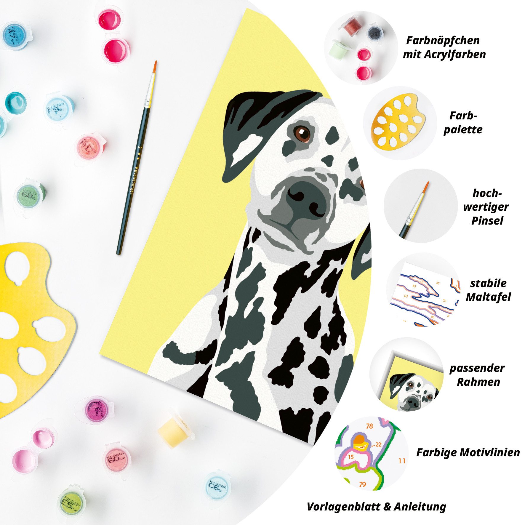 Ravensburger Malen nach Zahlen CreArt, Niedlicher Hund, Made in Europe