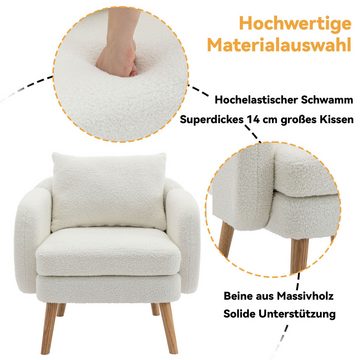 Gotagee Sessel Freizeitstuhl Modern Schlicht Sessel Kissensessel Teddysamt Einzelsofa, Kissen-Sessel