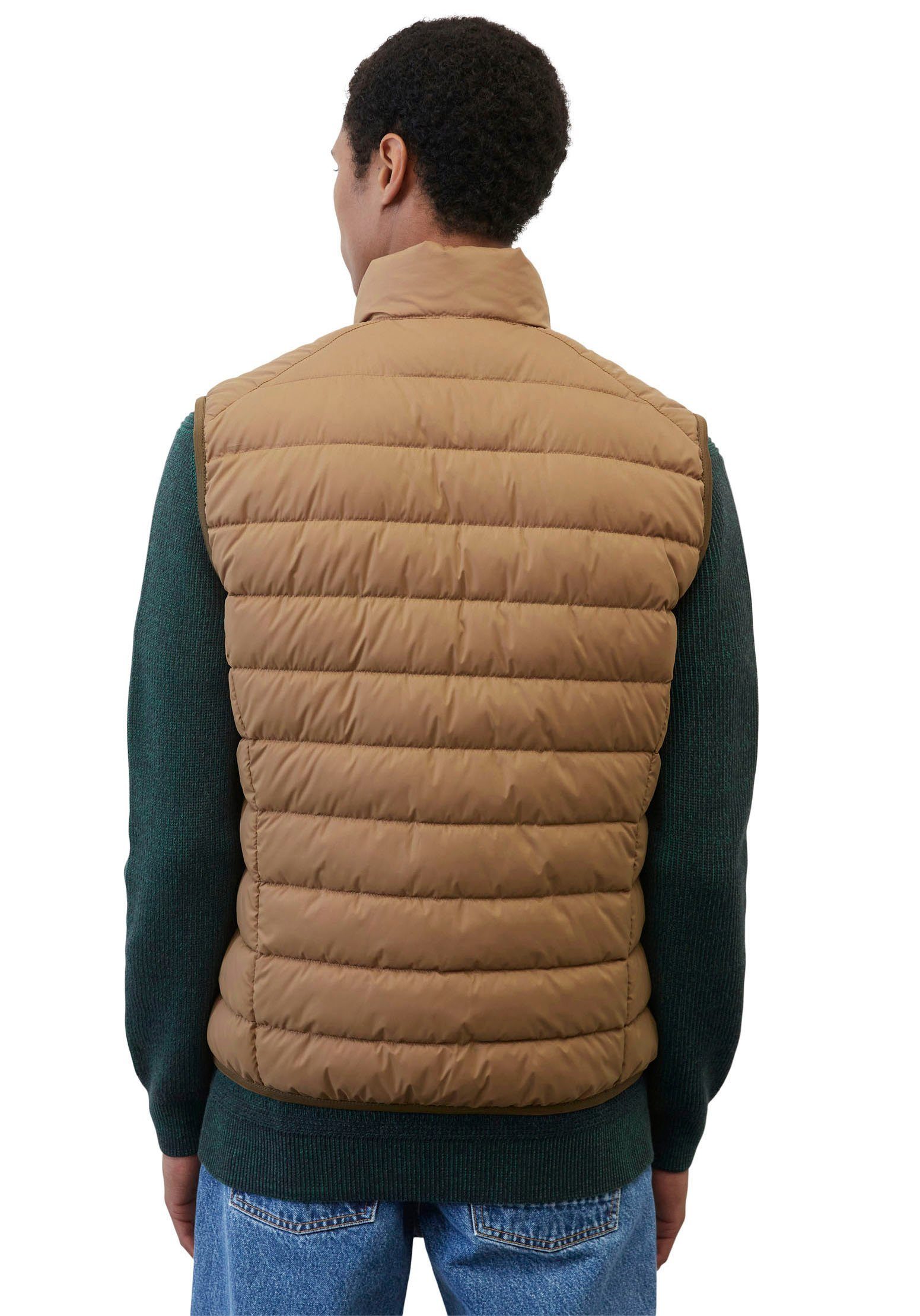 Marc O'Polo Steppweste Vest, sdnd, stand-up Oberfläche brown wasserabweisender casabella mit collar