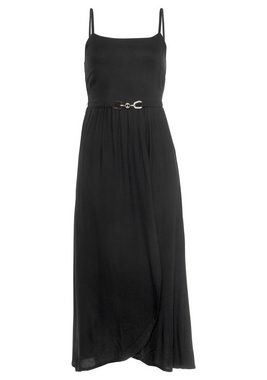 LASCANA Midikleid mit Kettendetail in der Taille, leichtes Sommerkleid, Strandkleid