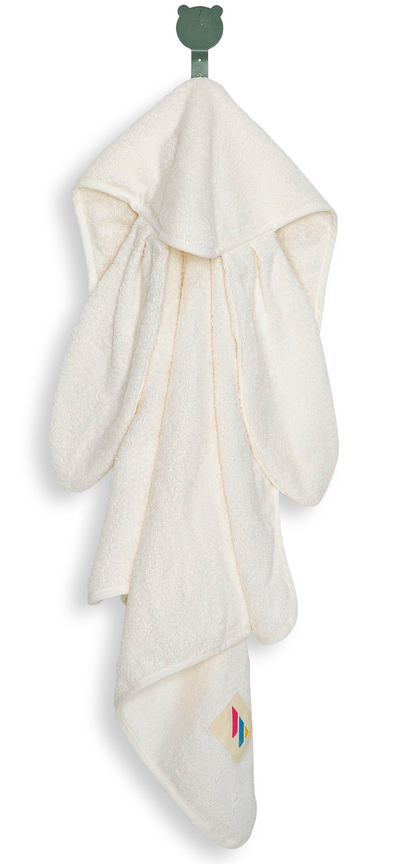 wometo Kapuzenhandtuch flauschiges Kapuzentuch mit langen Hasenohren aus 100% Baumwolle in 75x75 cm, Baumwolle (1-St) weiß