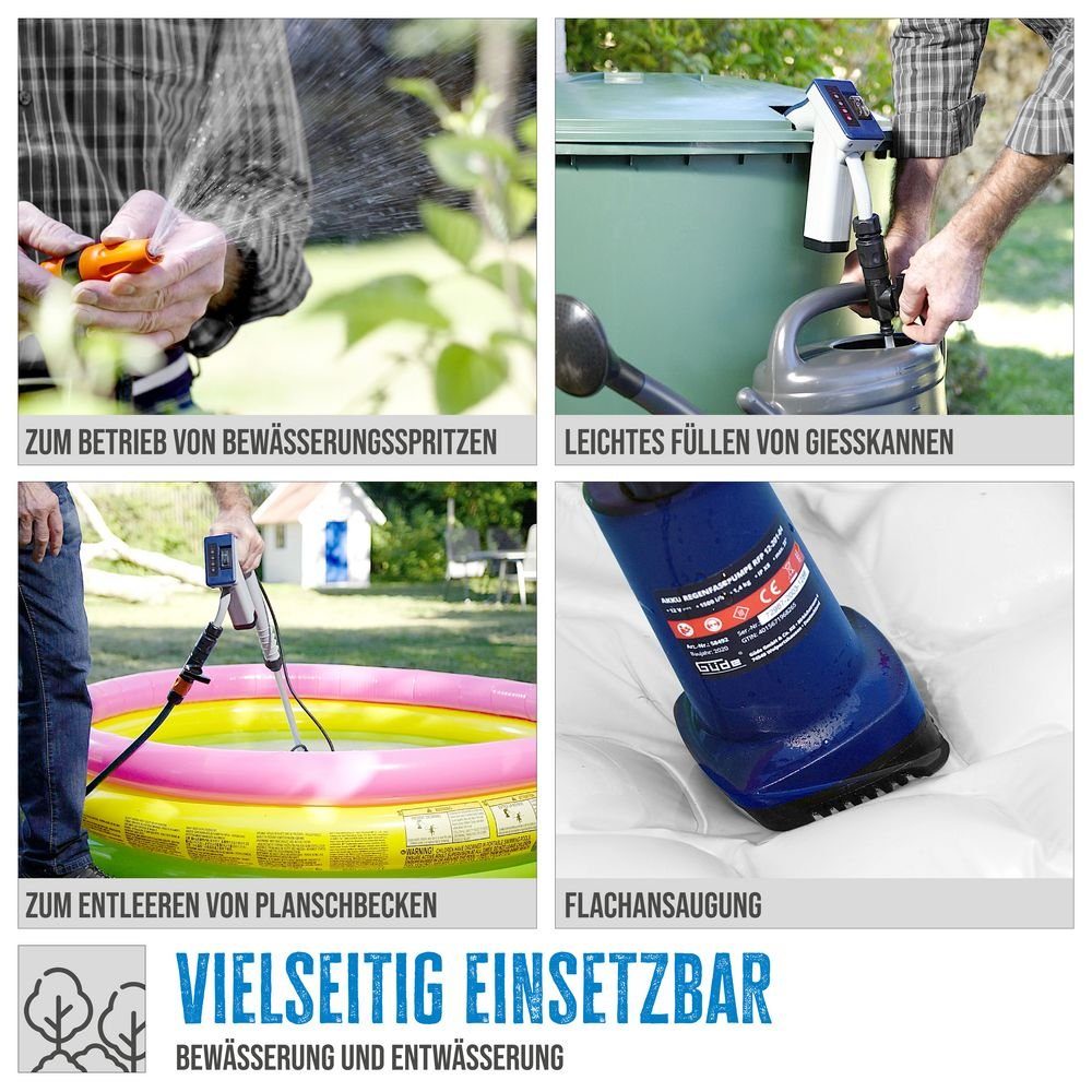 Güde Regenfasspumpe Güde Akku Regenfasspumpe 12V RFP 12-201-04 + 2 Akkus & Ladegerät