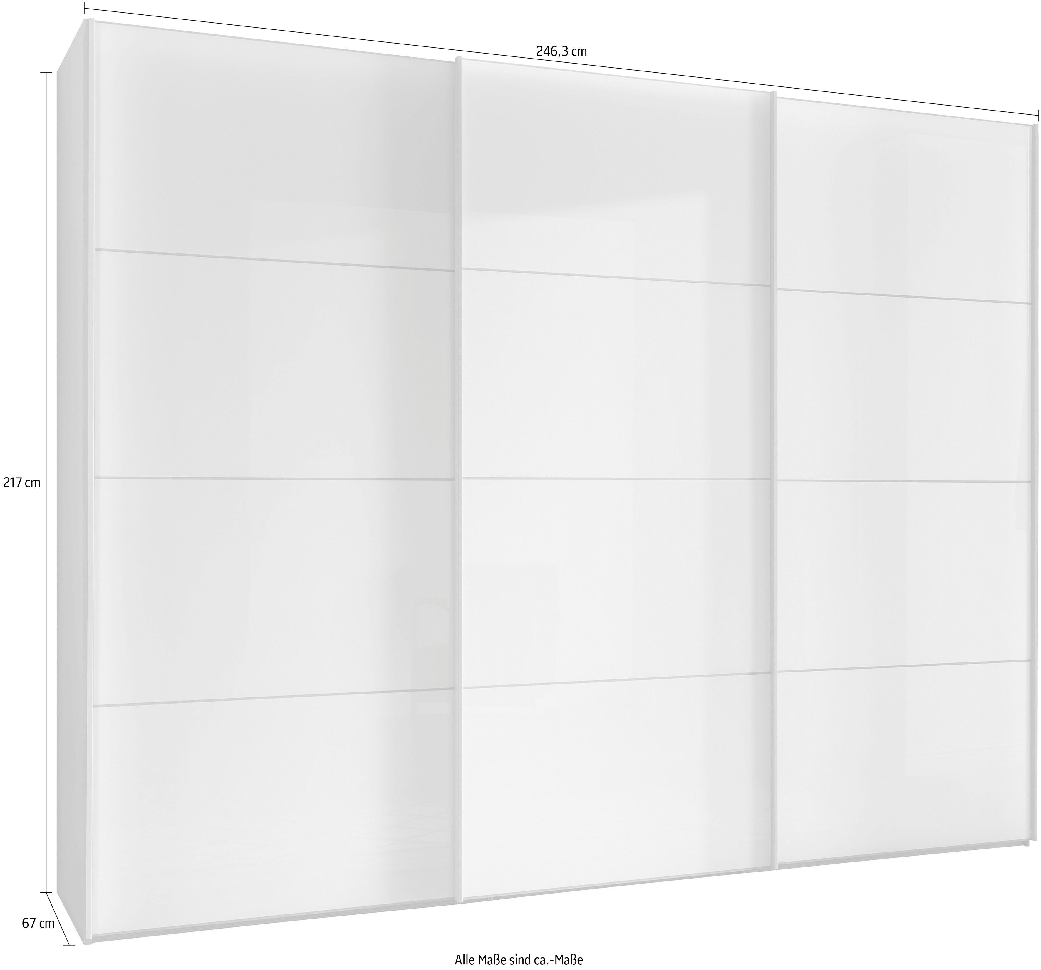 Weiß Kieselgrau-Dekor/Glas WIEMANN Kos mit Schattenfuge Schwebetürenschrank