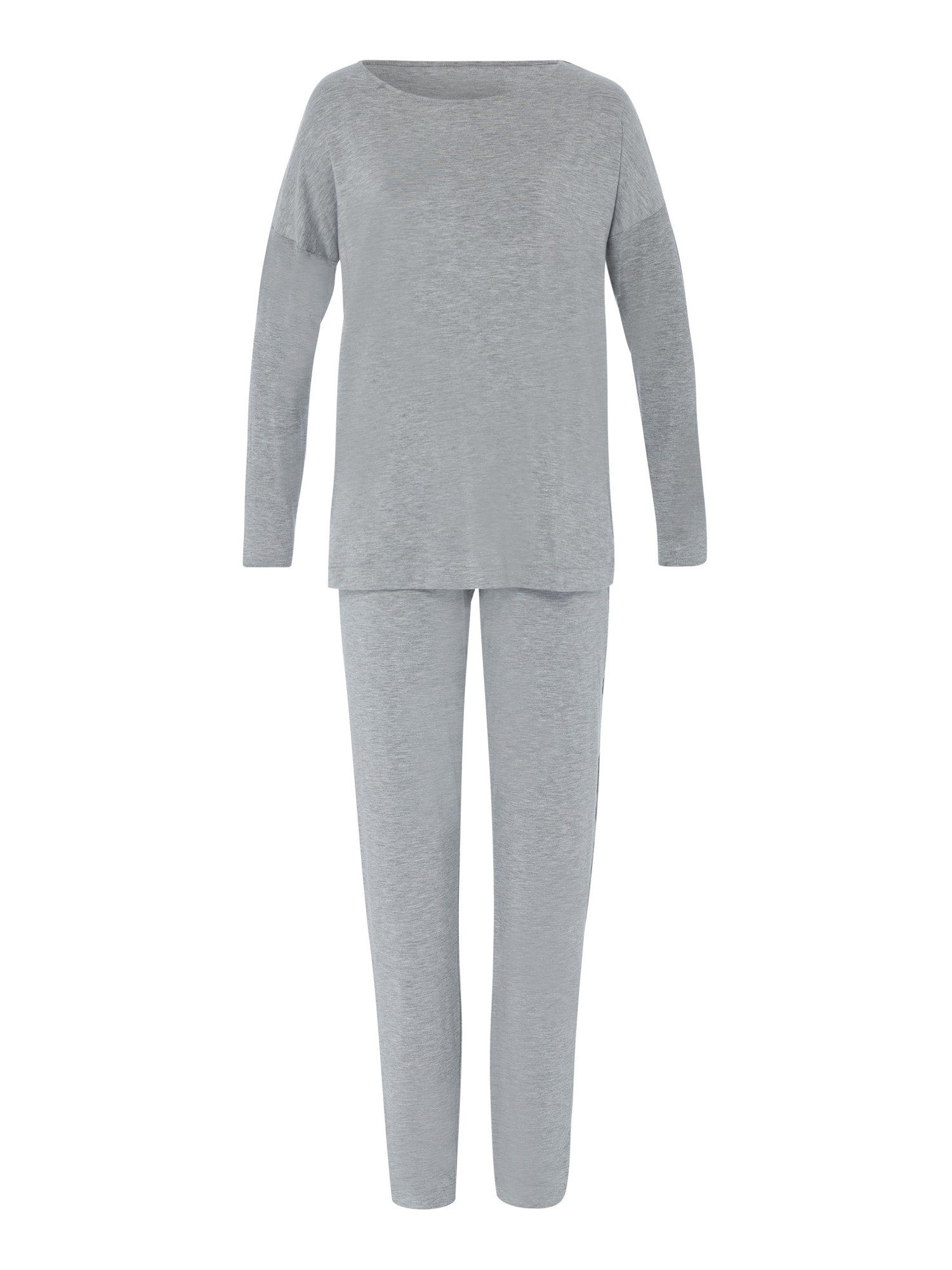 Hanro Pyjama Natural Elegance Langarm (1 tlg) grey melange