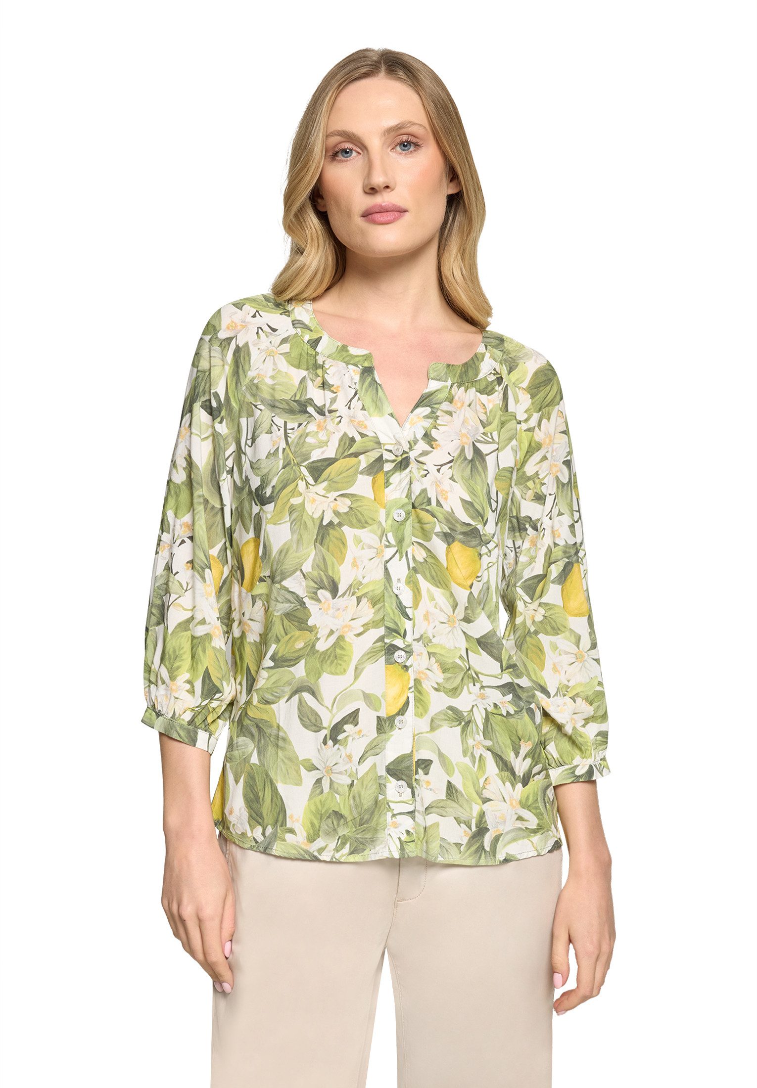 Cartoon Schlupfbluse Damen mit Knopfleiste