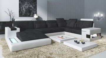 BULLHOFF Wohnlandschaft XXL Wohnlandschaft Designsofa Ecksofa Leder/Stoff Sofa U-Form Eckcouch LED Couch XXL Ottomane weiß grau braun »HAMBURG « von BULLHOFF, made in Europe, das "ORIGINAL"