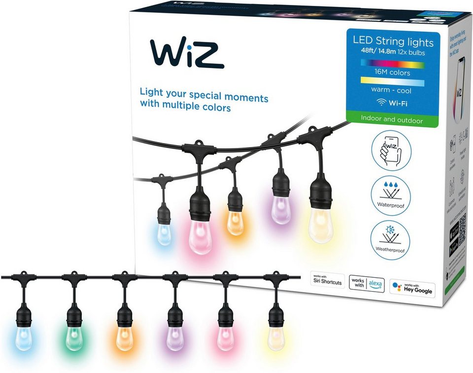 WiZ LED Deckenleuchte String Lights, Dimmer, LED fest integriert,  Farbwechsler, Einstellbar, Sprachsteuerung mit Google Assistant, Alexa oder  Siri Shortcuts