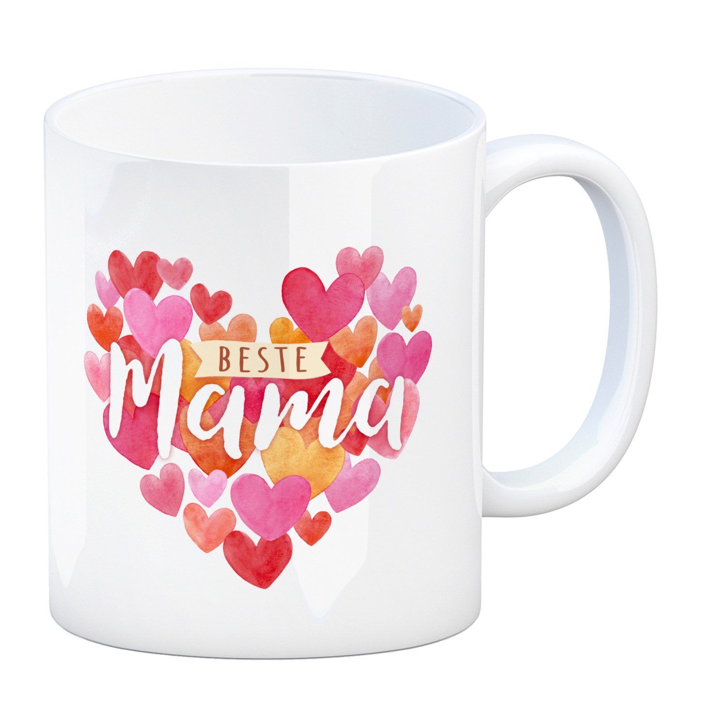 Tasse Herzen Kaffeebecher mit Spruch Beste Mama