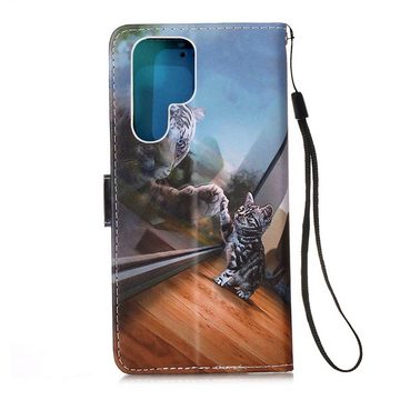 Wigento Handyhülle Für Samsung Galaxy S22 Ultra 5G Kunstleder Handy Tasche Book Motiv 2 Schutz Hülle Case Cover Etui Neu