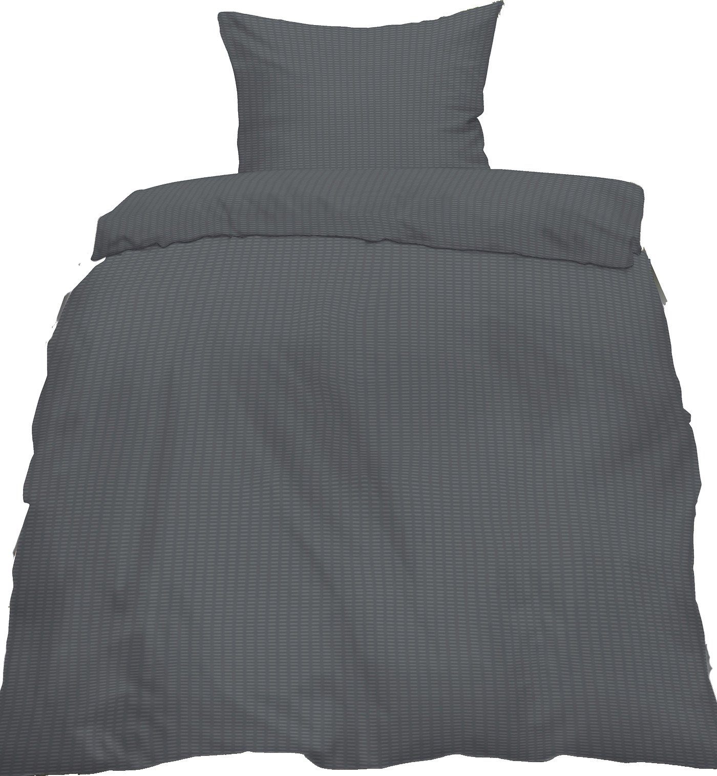 KH-Haushaltshandel Bettwäsche Seersucker Bettwäsche, 155 x 220 +80x80cm Übergröße, anthrazit grau, Seersucker, bügelfrei, uni, einfarbig, Microfaser