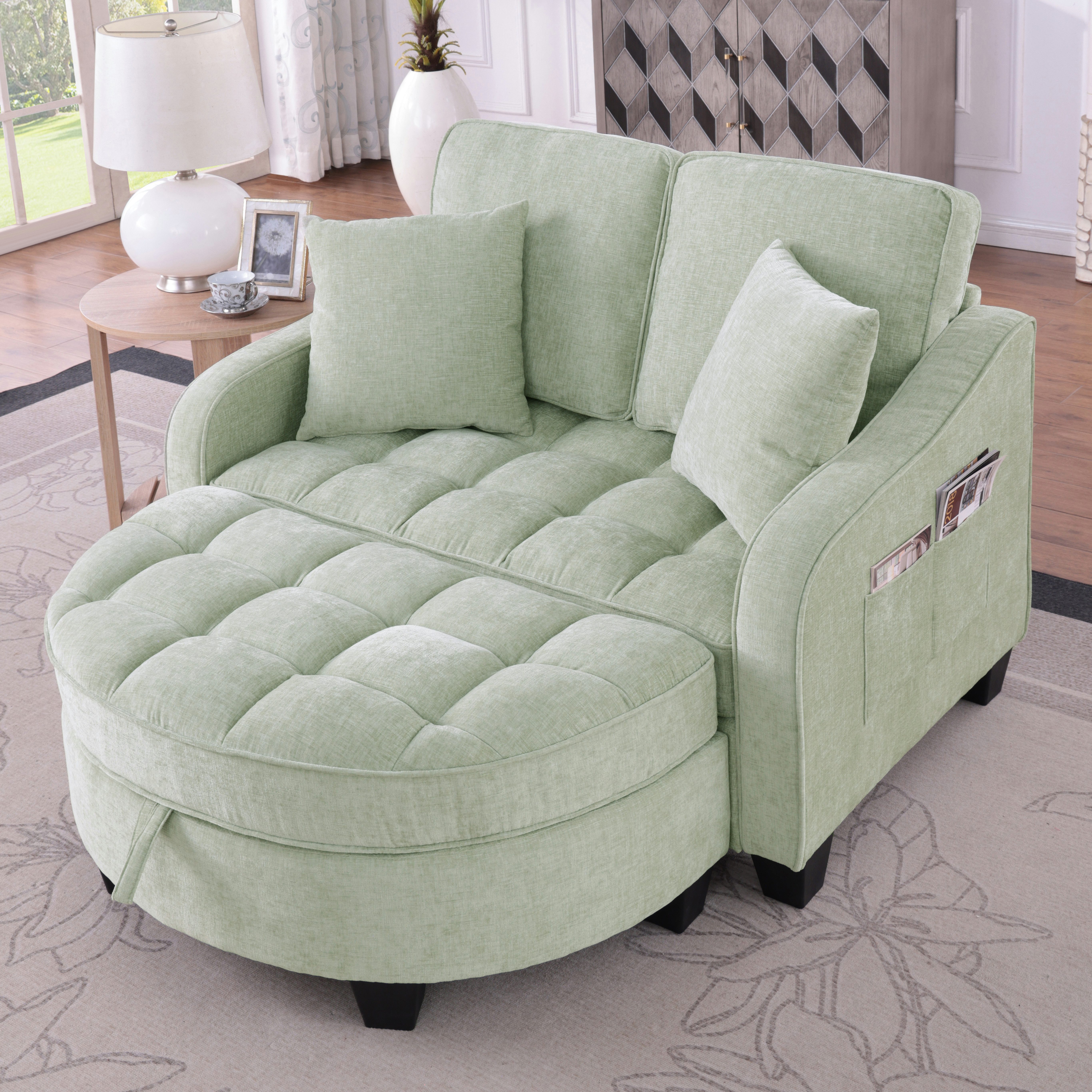 MODFU Schlafsofa Nachhaltiger Hocker in Eukalyptus, 132x129x93 cm, Set 1 Te günstig online kaufen