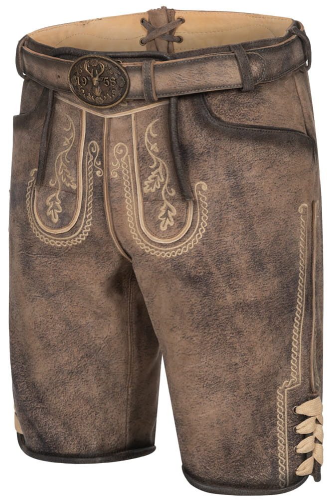 KRÜGER BUAM Trachtenlederhose Lederhose Magnus mit Gürtel