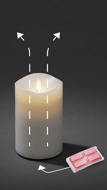 KONSTSMIDE LED-Kerze (1-tlg), Duftkerze, weiß, flackernd, mit Lavendel-Duftpad,Ø 9 cm, Höhe: 18 cm