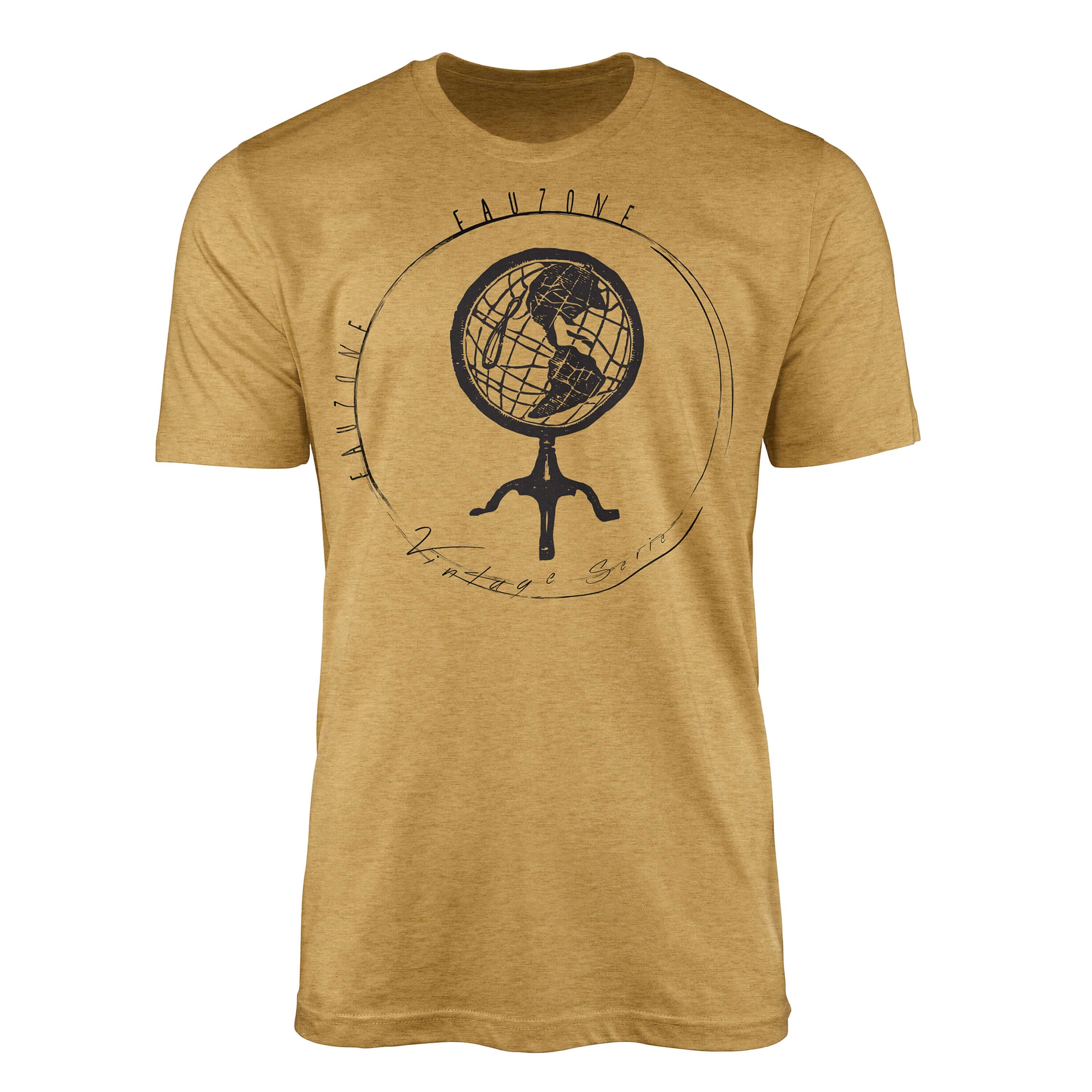 Vintage Herren Sinus Art T-Shirt Gold T-Shirt Antique Globus