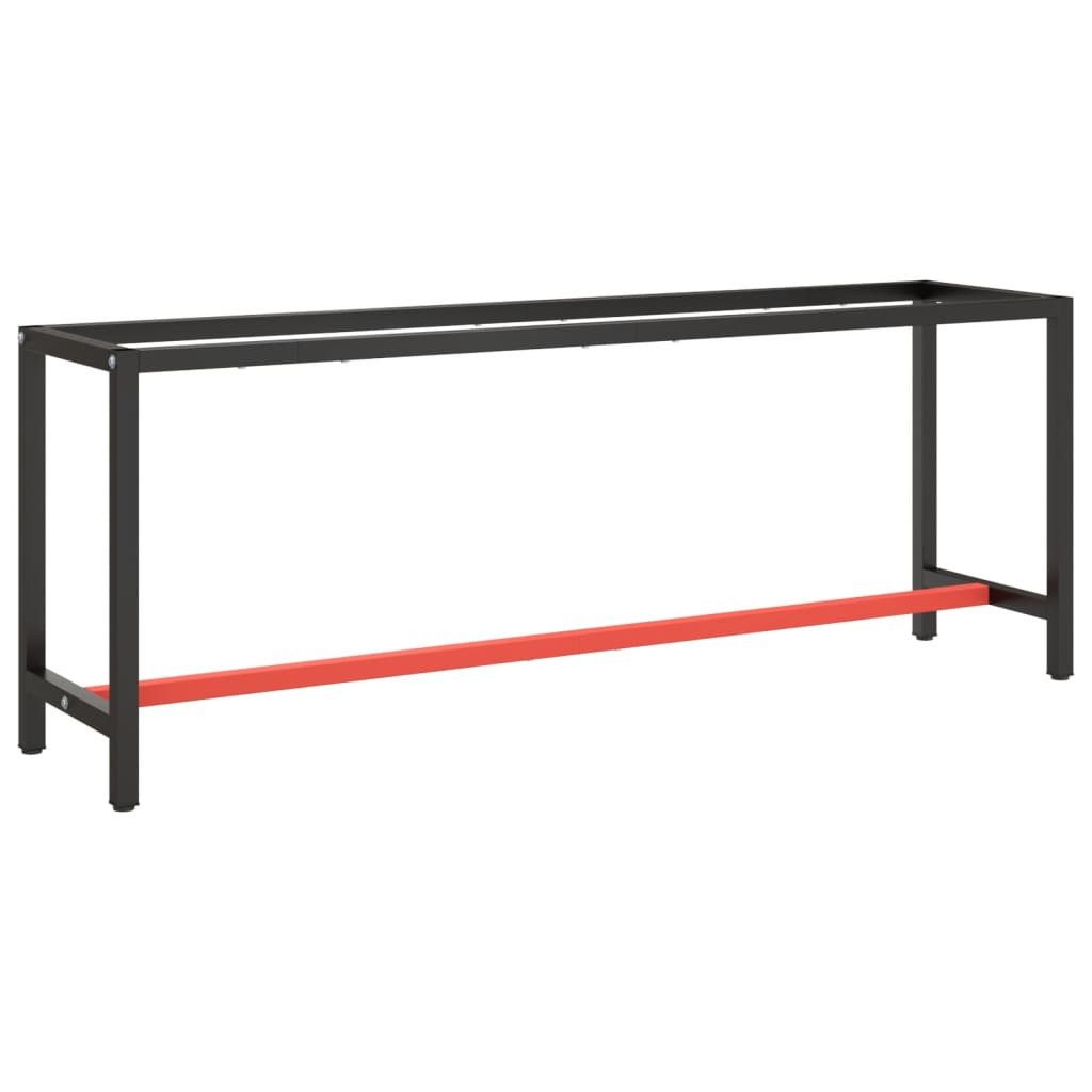 vidaXL Tischbein Werkbankgestell Mattschwarz und Mattrot 210x50x79 cm Metall