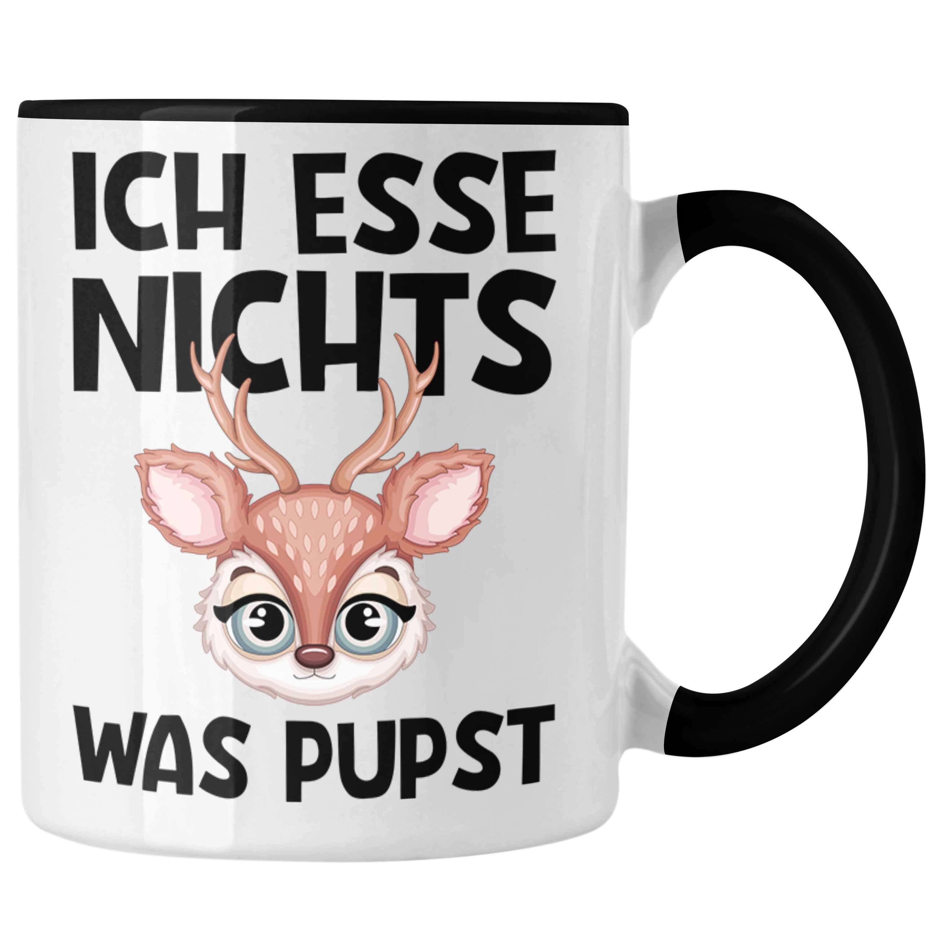 Trendation Tasse Trendation - Esse Geschenk Schwarz Veganer Pupst Tasse Tierschu Was Nichts Ich