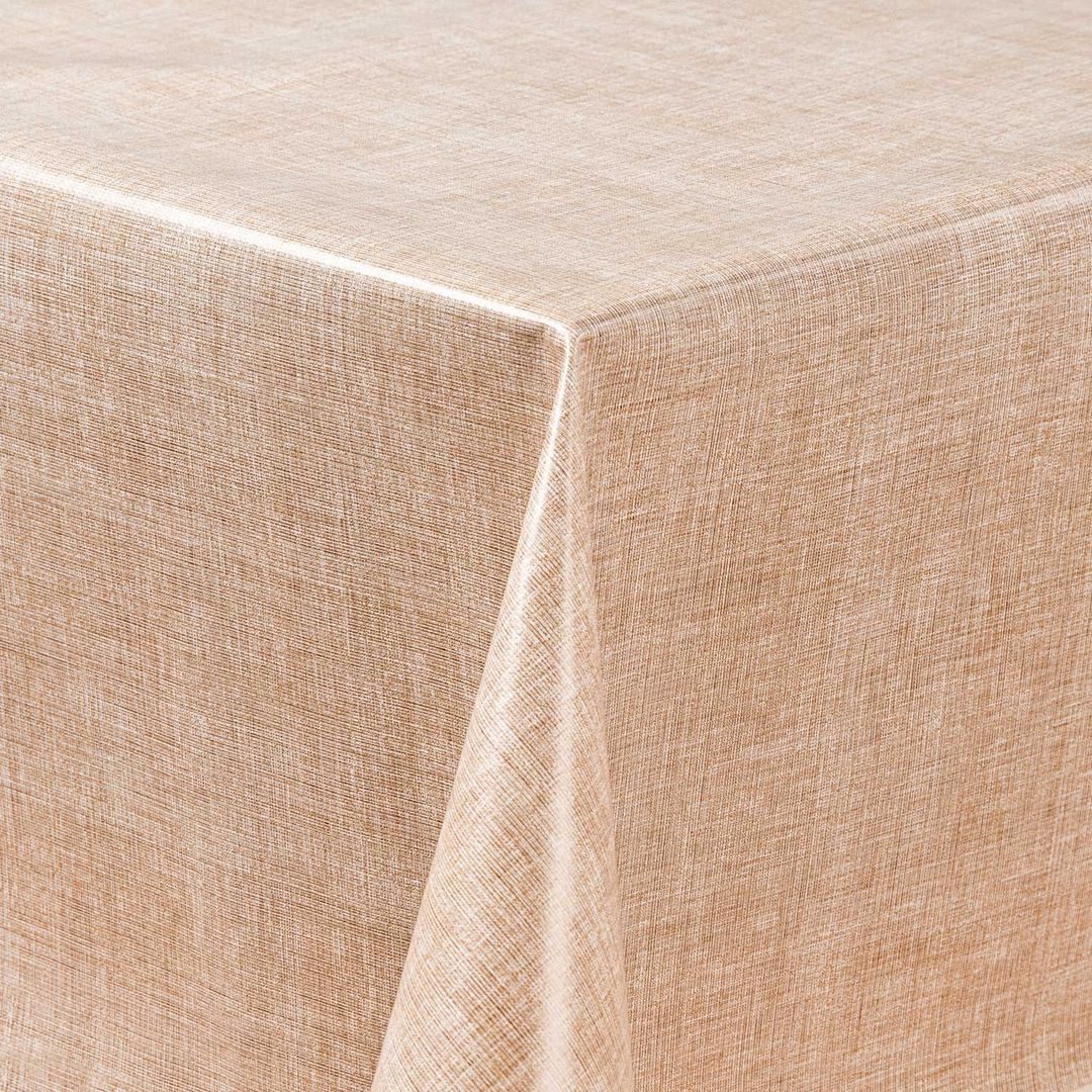 laro Tischdecke Wachstuch-Tischdecken Abwaschbar Leinenoptik. beige rechteckig – Bild 3 von 4