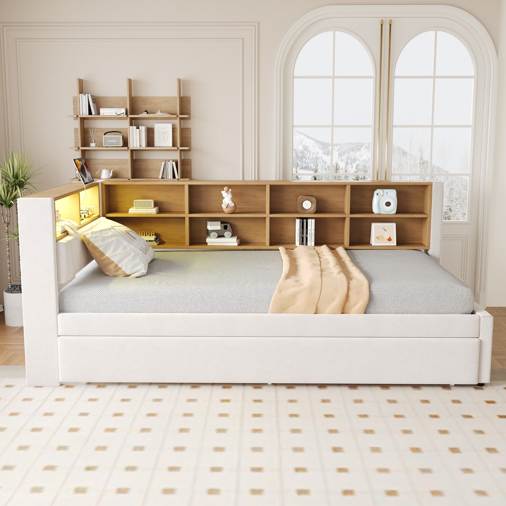 OKWISH Schlafsofa Polsterbett Stauraumbett, Ausziehbett mit günstig online kaufen