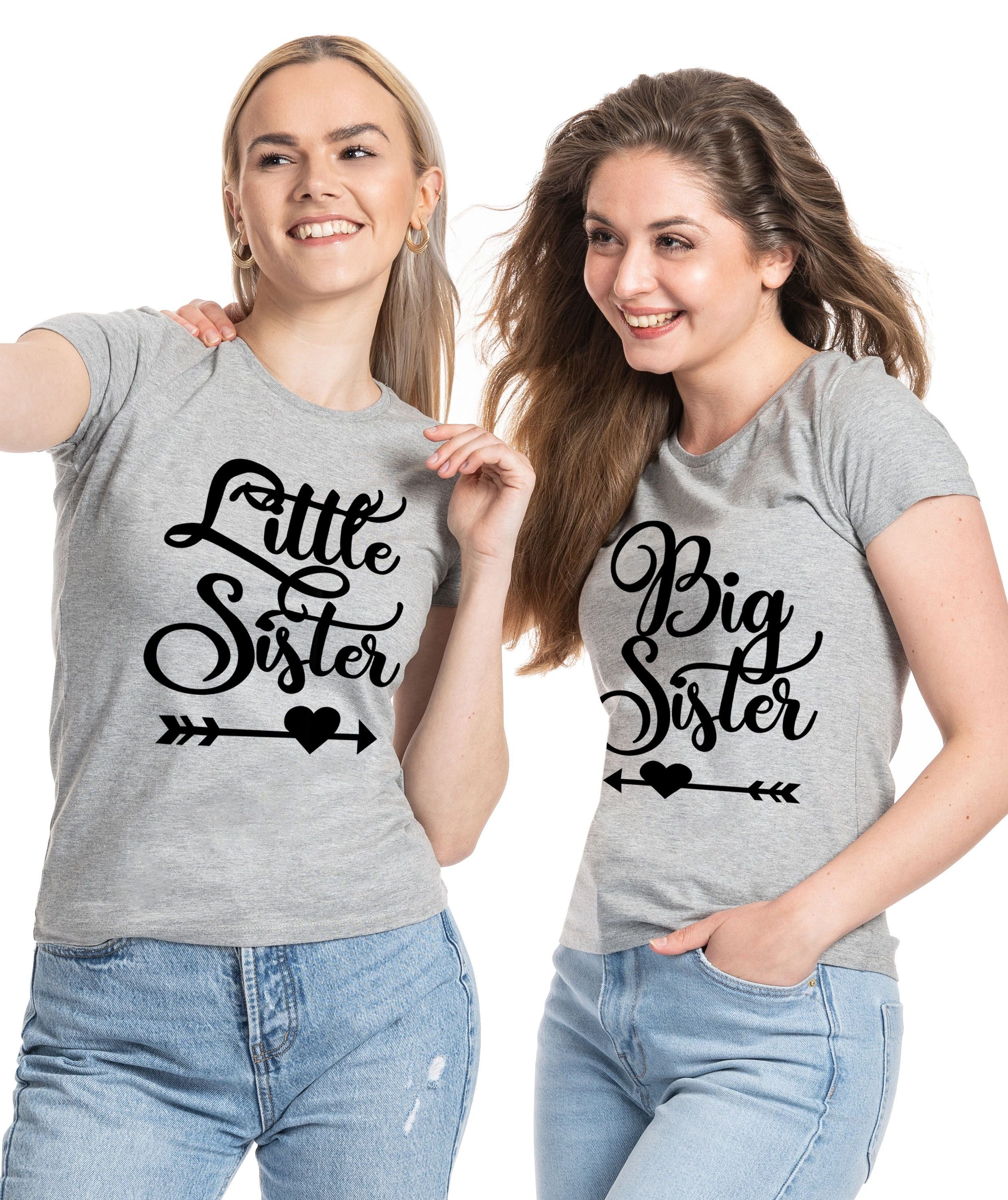 Couples Shop T-Shirt Big Sister & Little Sister T-Shirt mit lustigem Spruch Print