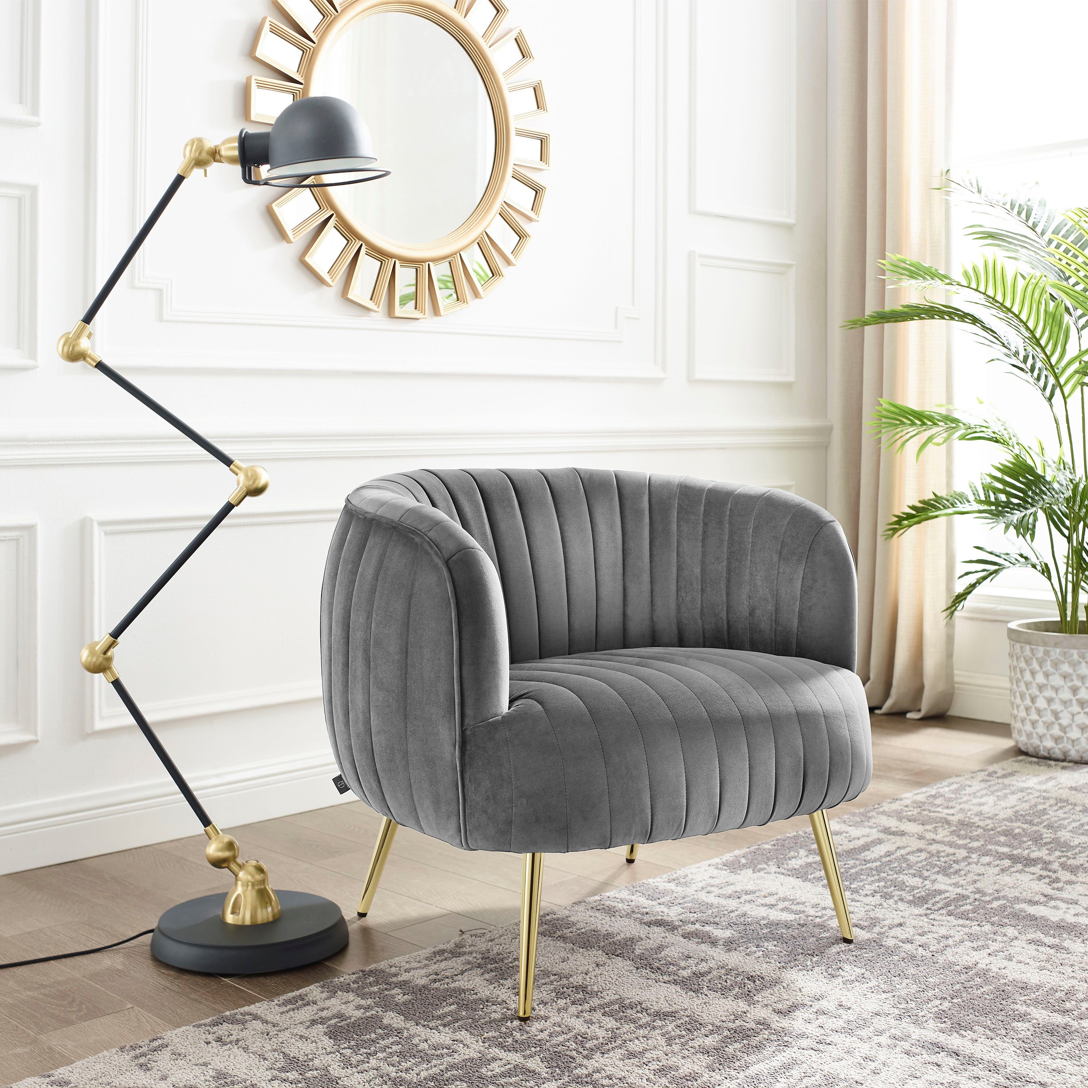 Leonique Sessel »Eveline«, Luxus-Microfaser, Cocktailsessel mit goldenen Füßen
