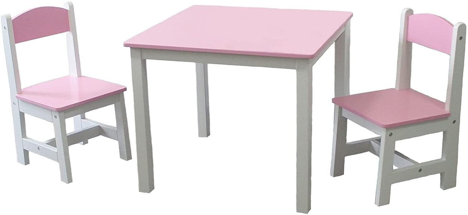 Kindertisch & 2x Kinderstühle ROSA pink mit WEISS Schreibtisch Tisch Sitzgruppe 