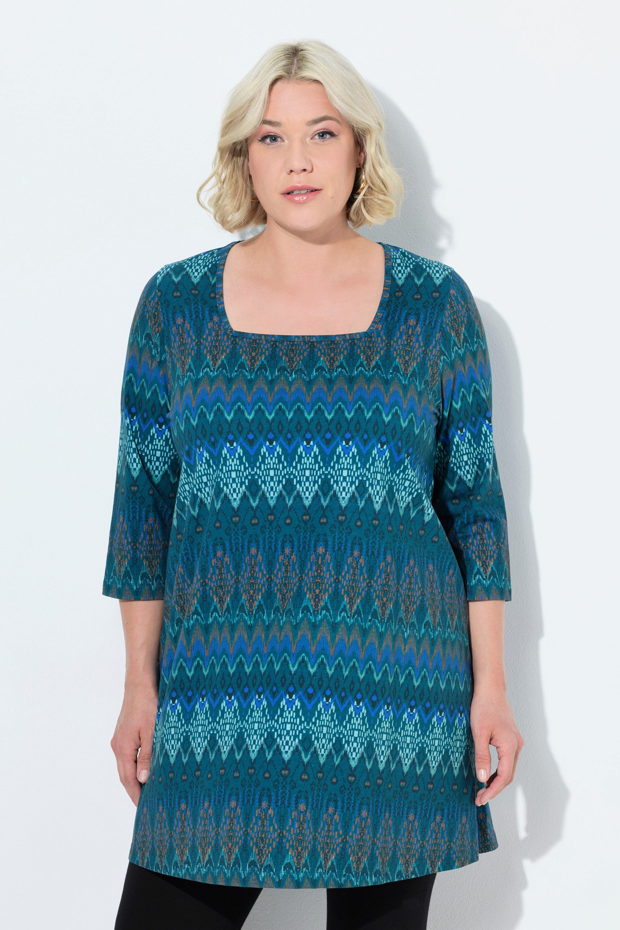 Ulla Popken Longshirt Longshirt A-Linie Carré-Ausschnitt günstig online kaufen