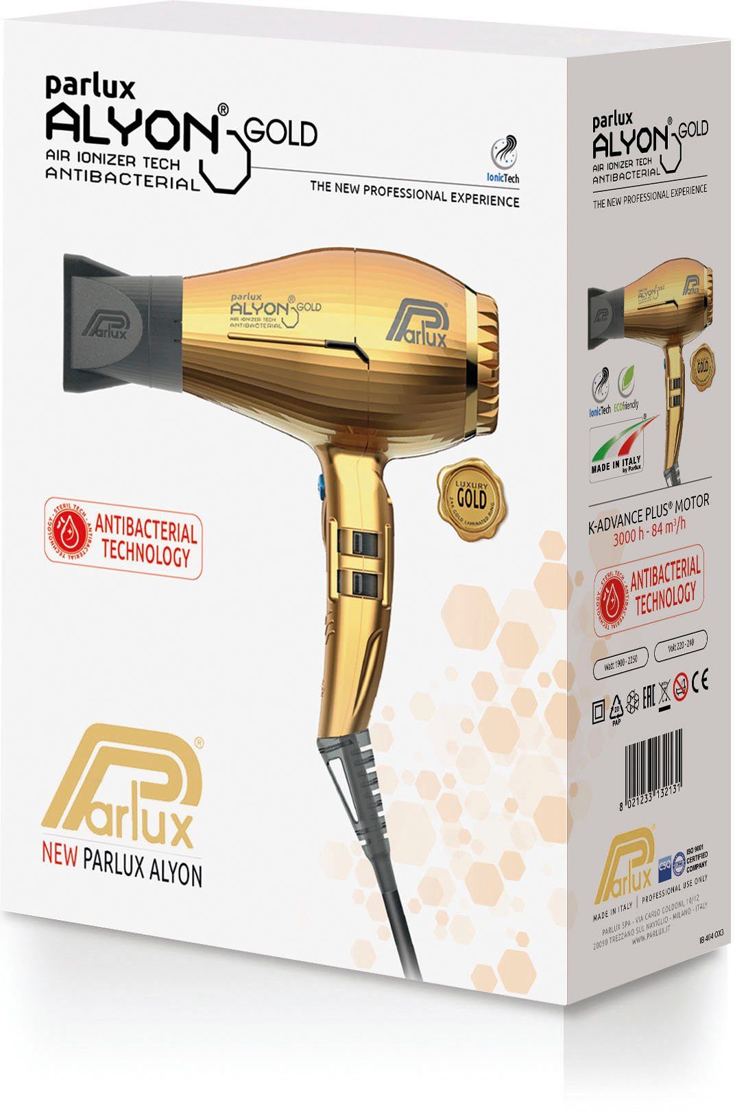 Parlux Haartrockner Parlux Alyon Ionic, Patentiertes System) HFS goldfarben 2250 Free (Hair Reinigungssystem W