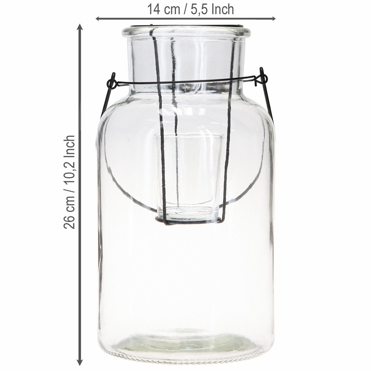 Florists Products Windlicht Flaschen Deko Windlicht Glas Metall Ø13cm Schwarz Modern – Bild 4 von 5
