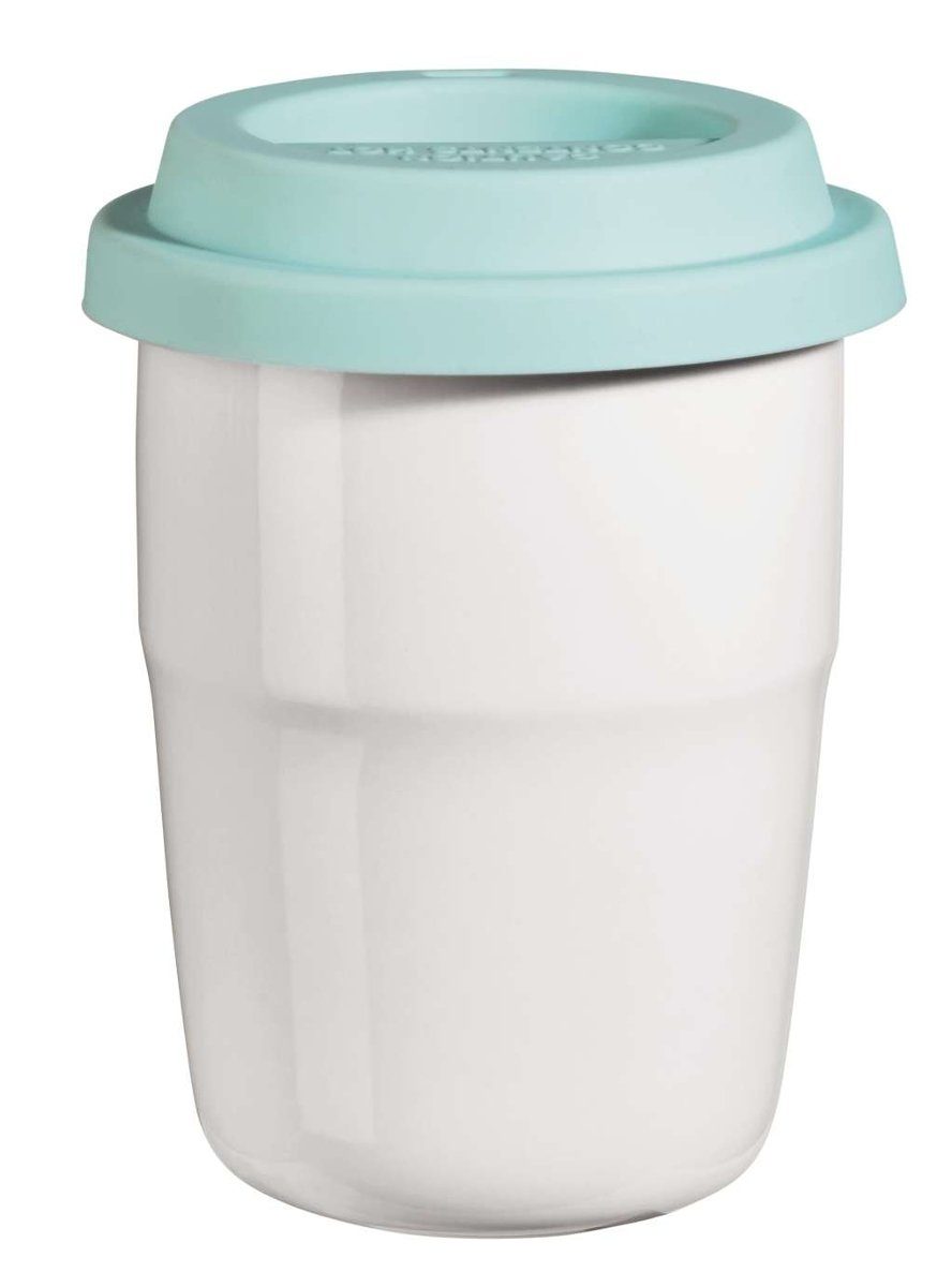 ASA SELECTION Кружки cup & go Термокружка weiss Deckel türkis 0,2 l, Porzellan / Silikon, Geschirr