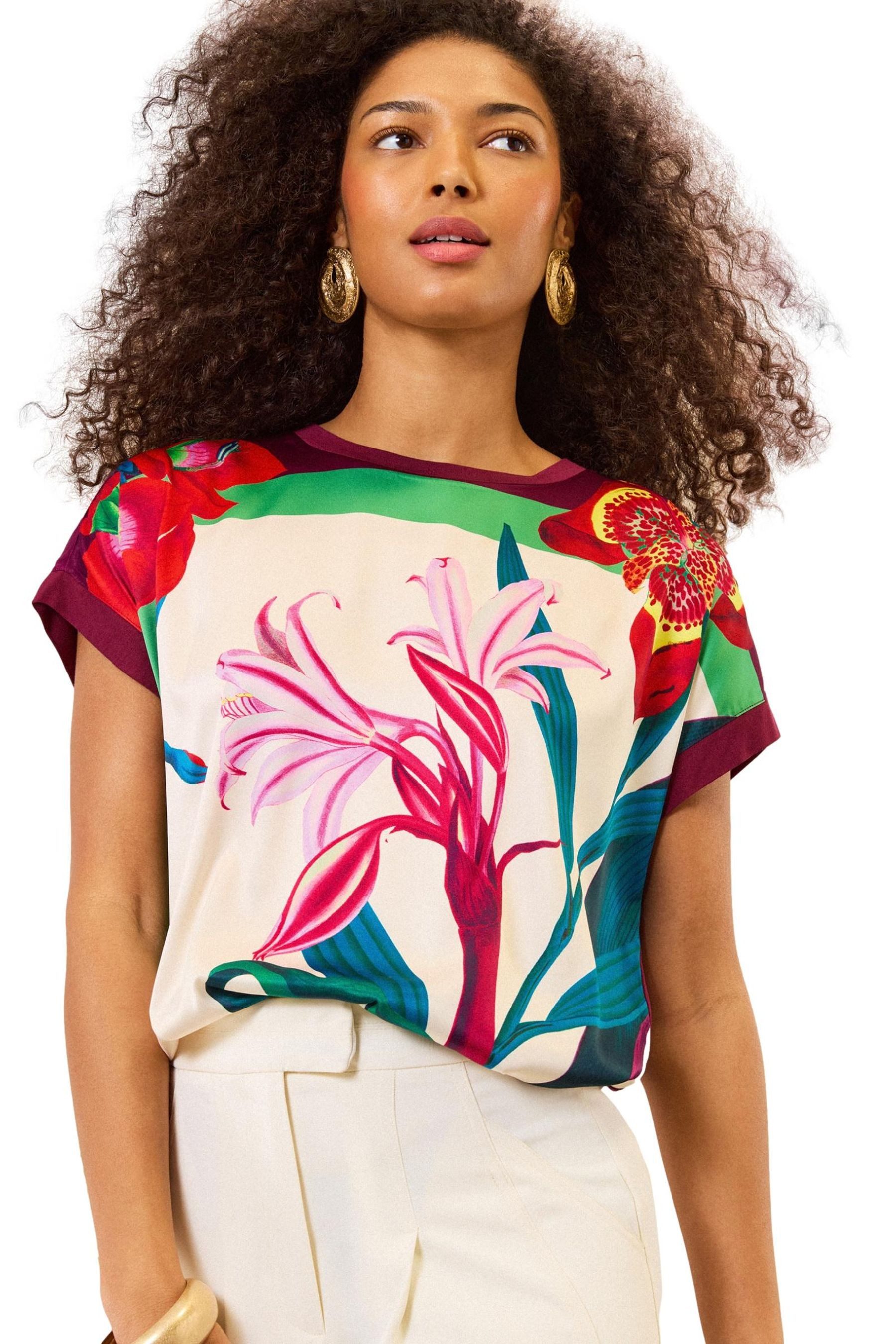 Blusenshirt Love & Roses Oberteil mit Satin-Front, Regular