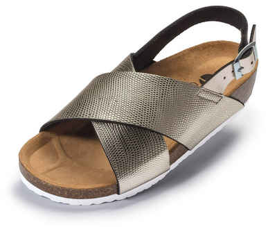 dynamic24 Sandale Clinic Dress Damen Clogs Pantolette Sandalen Slipper Komfort Schuhe gold mit Fußbett