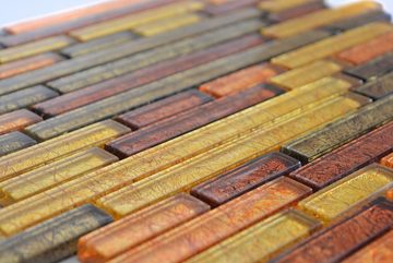 Mosani Mosaikfliesen Glasmosaik gold orange Mosaikfliese Verbund Struktur Küche