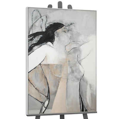 YS-Art Gemälde Mechelen, Leinwandbild Frau die am Träumen ist mit Rahmen