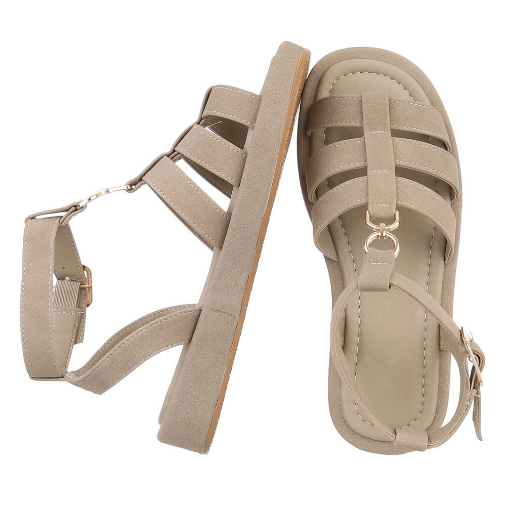 Ital-Design Beige Sandalen mit verstellbaren Riemen für Damen Riemchensandalette (89372489) Keilabsatz/Wedge Riemchensandalen in Hellbraun