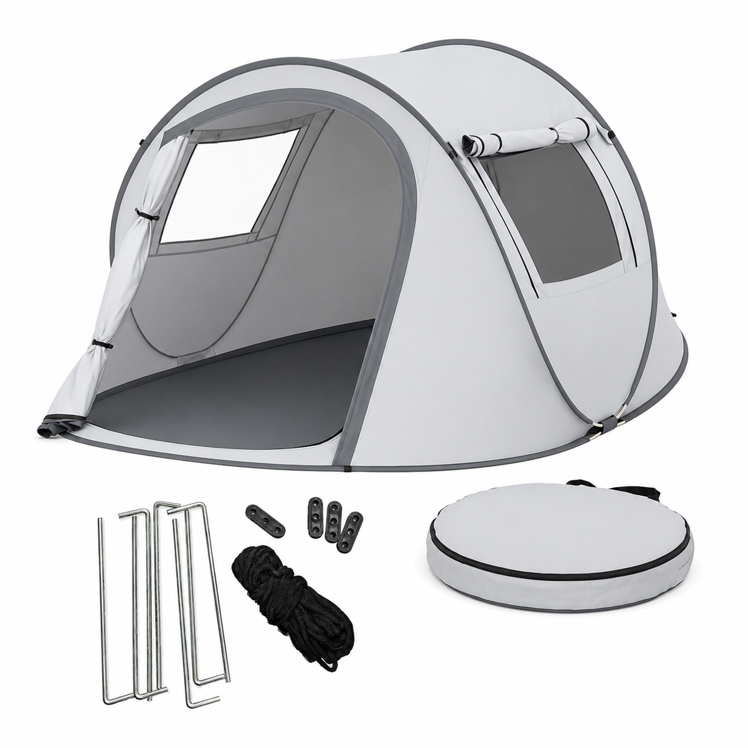 relaxdays Wurfzelt Pop Up Zelt 2–3 Personen Tunnel, Personen: 3 (1 tlg)