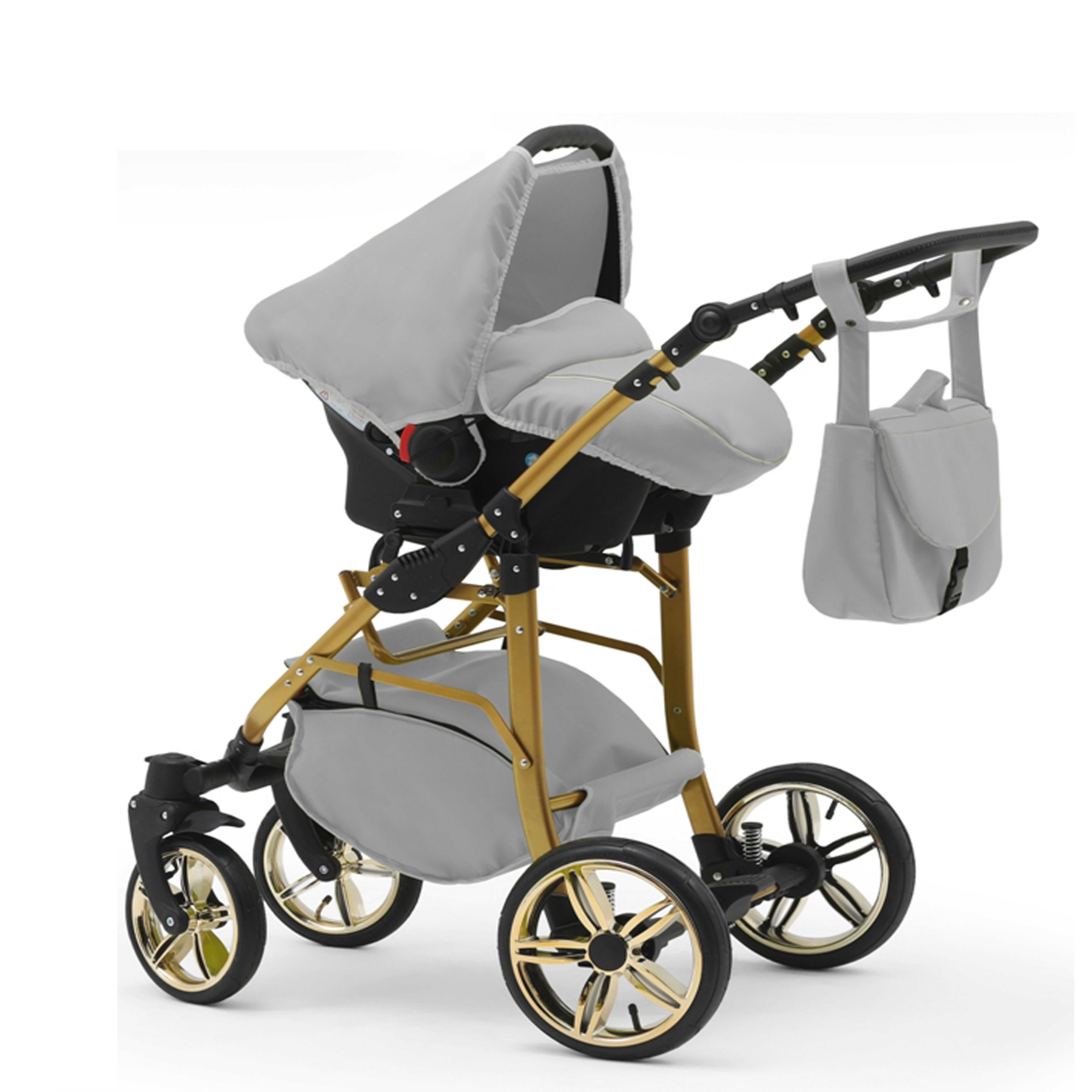 BabyMerc Kombi-Kinderwagen Neo Gold 4 in 1 inkl. Sportsitz, Autositz und Zubehör in 22 Farben