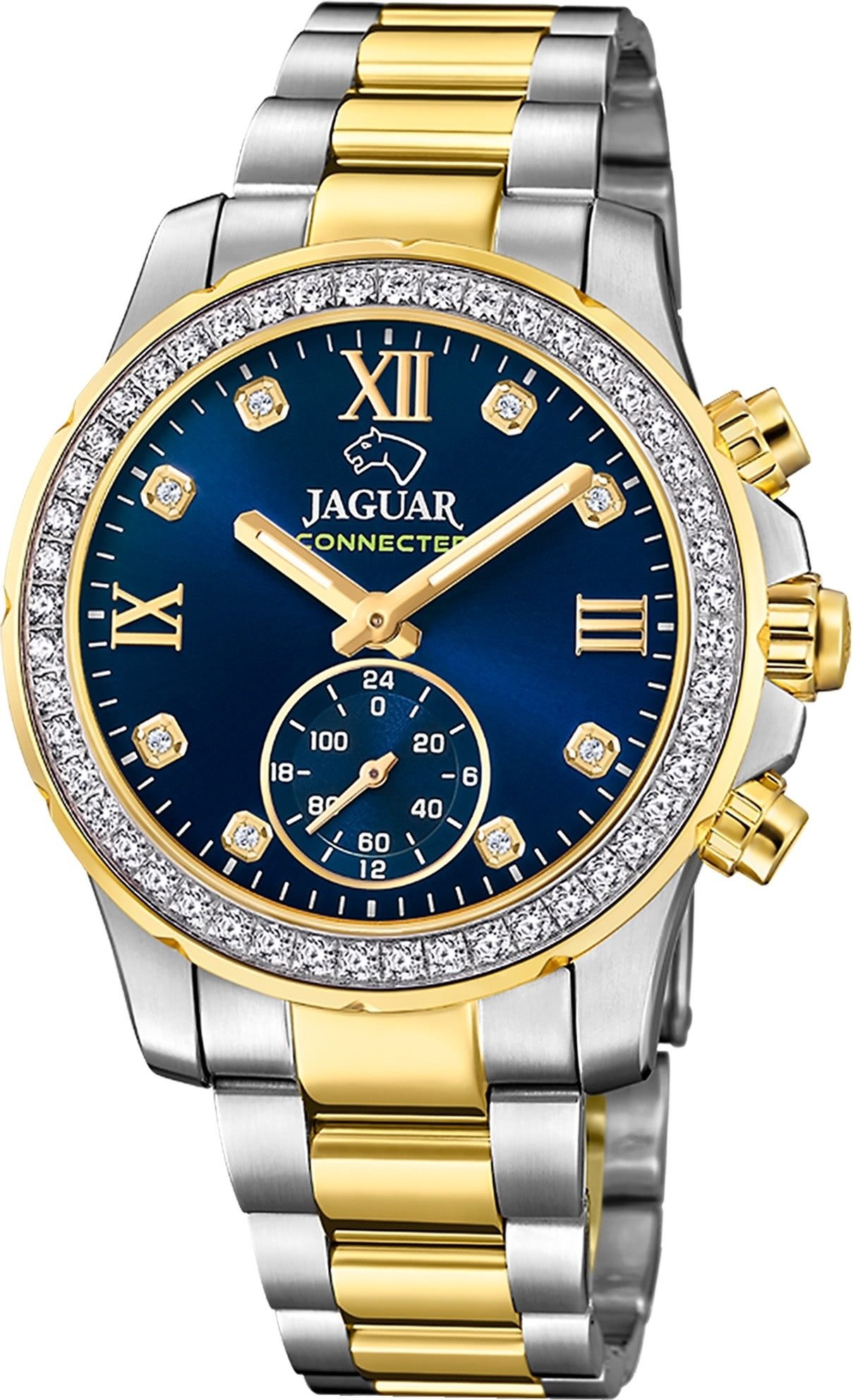 JAGUAR Multifunktionsuhr Jaguar Damenuhr Edelstahl silber gold, (Multifunktionsuhr), Damen Armbanduhr rund, Edelstahlarmband silber, gold