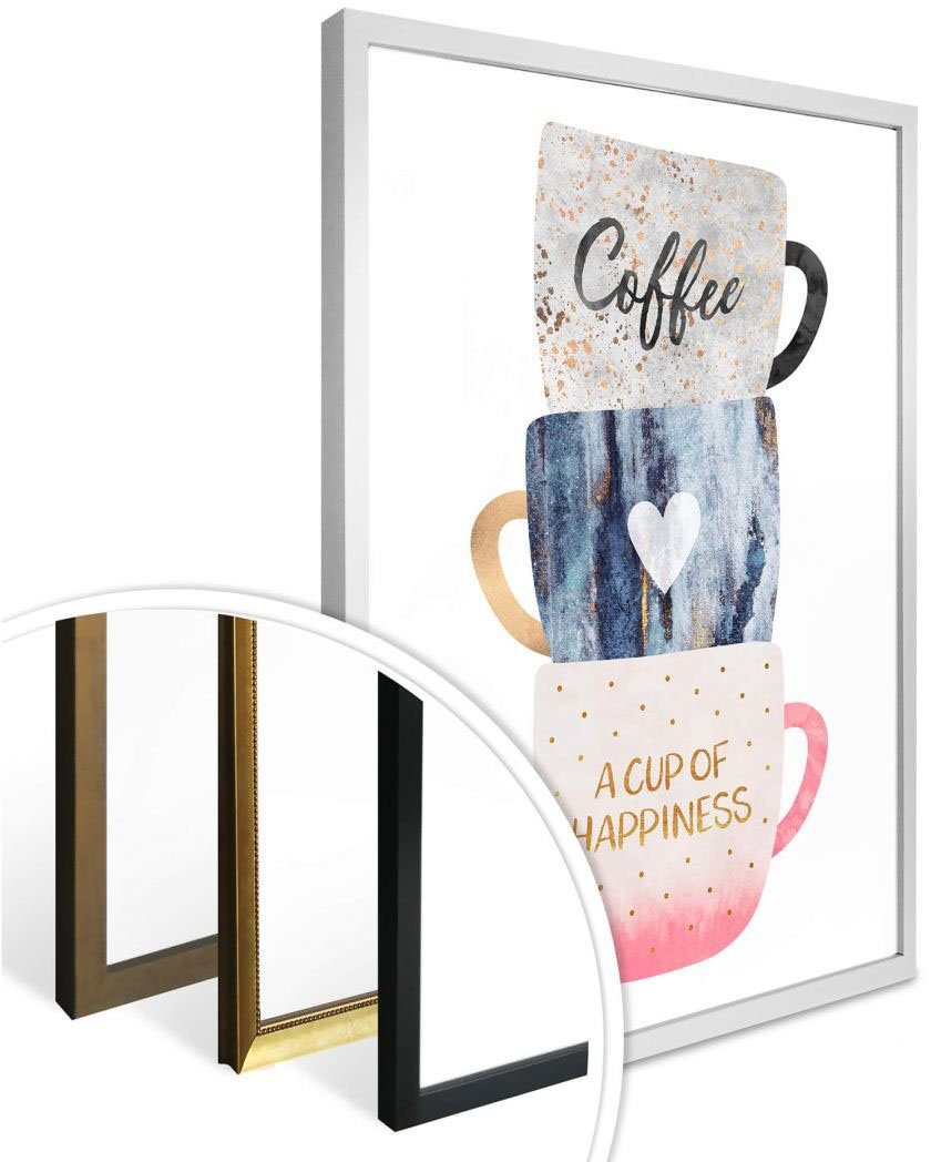 Wall-Art of Schriftzug happiness, St) cup Poster A (1