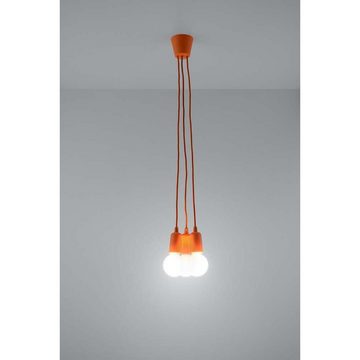 etc-shop Pendelleuchte, Leuchtmittel nicht inklusive, Pendelleuchte Deckenleuchte 3-flammig orange PVC H 90 cm Esszimmer