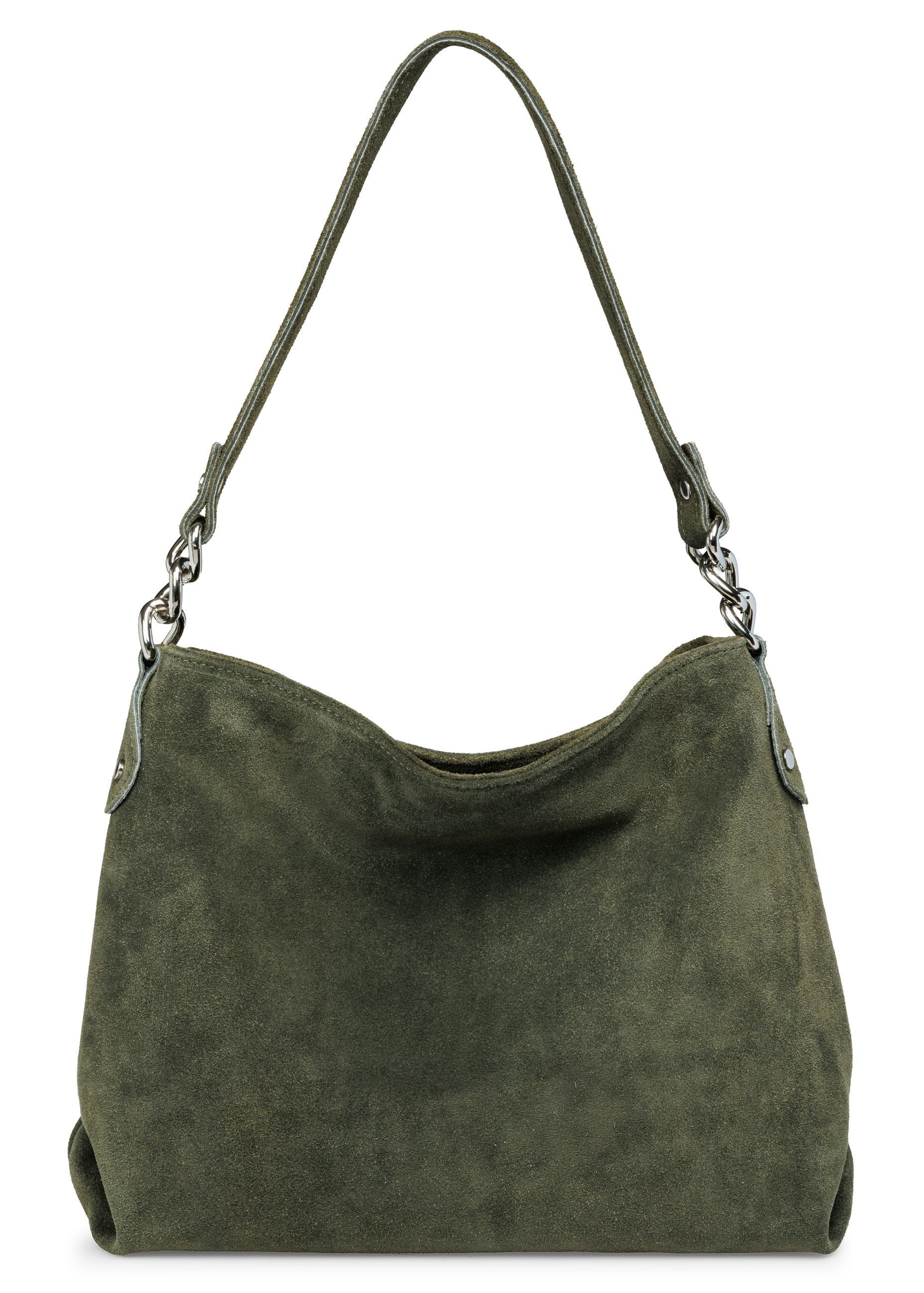 Caspar Schultertasche Damen Veloursleder Handtasche Klassisch - PREMIUM LINE - Modell No.864, 100% italienisches Leder, samtig weich, angenehmer Tragekomfort
