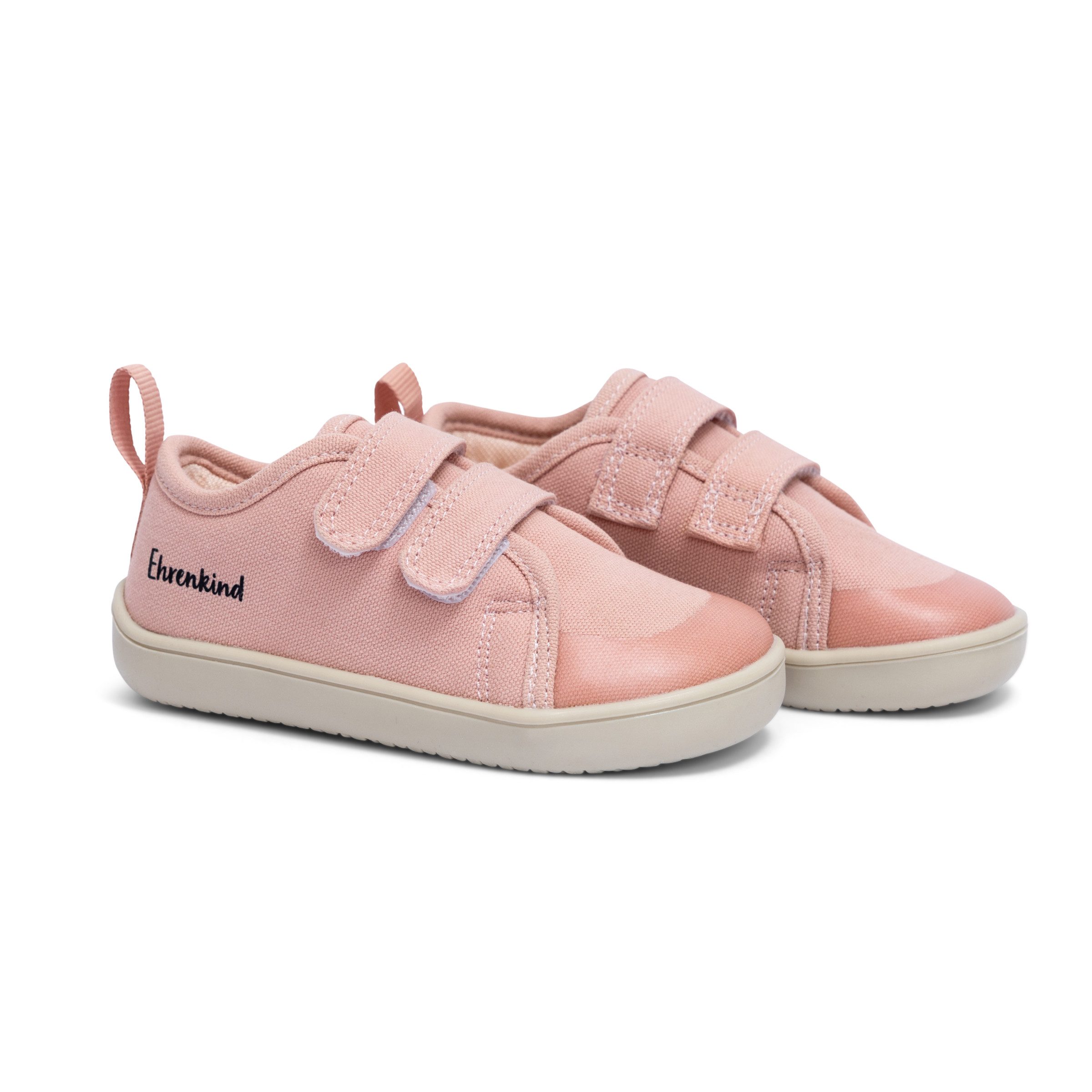 Ehrenkind Barfußschuhe aus Canvas mit Klettverschluss Barfußschuh (Rose) Flexible, flache Sohle und breiter Zehenbereich für natürliches Laufen