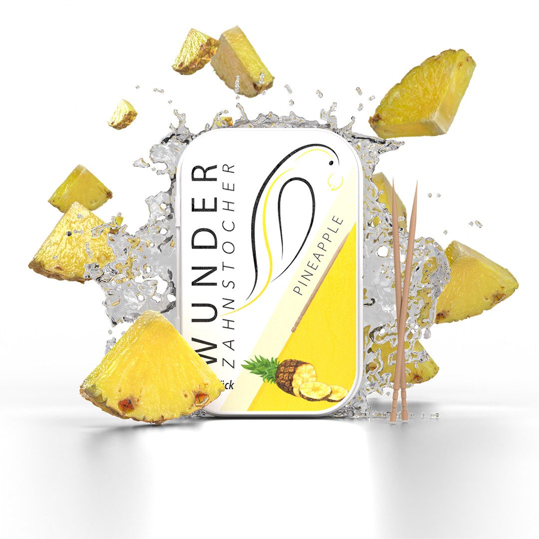 Wunder Zahnstocher Mundpflegecenter Wunder Zahnstocher mit Geschmack - Metalldose - Ananas, frischer Atem - Alternative zu Kaugummi - Zuckerfrei & kalorienfrei